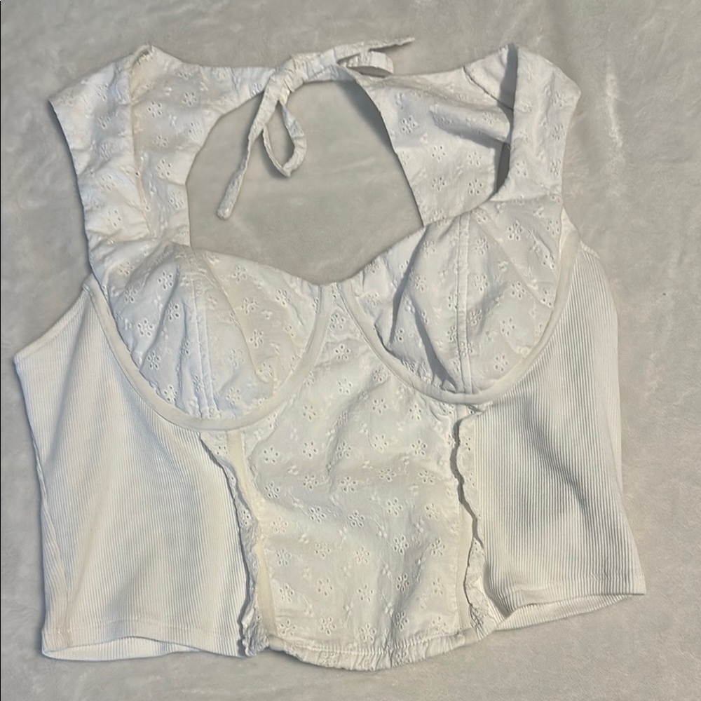 Steve Madden White Sleeveless Bustier Bodysuit